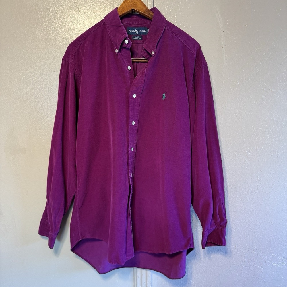 Vtg Ralph Lauren Shirt Corduroy Men's L Berry Blake Relaxed LS Button Down